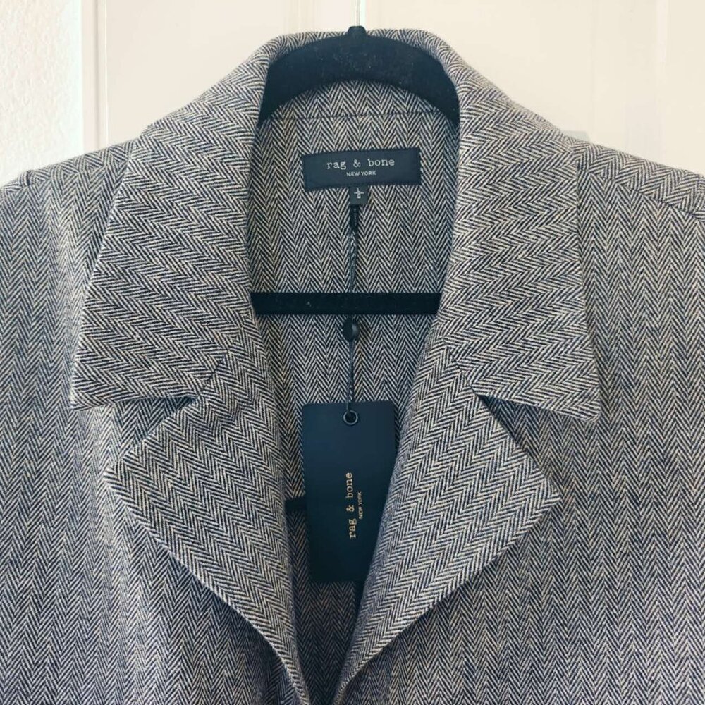 NWT rag & bone ​Sven Herringbone Belted Wool Coat - Picture 6 of 8